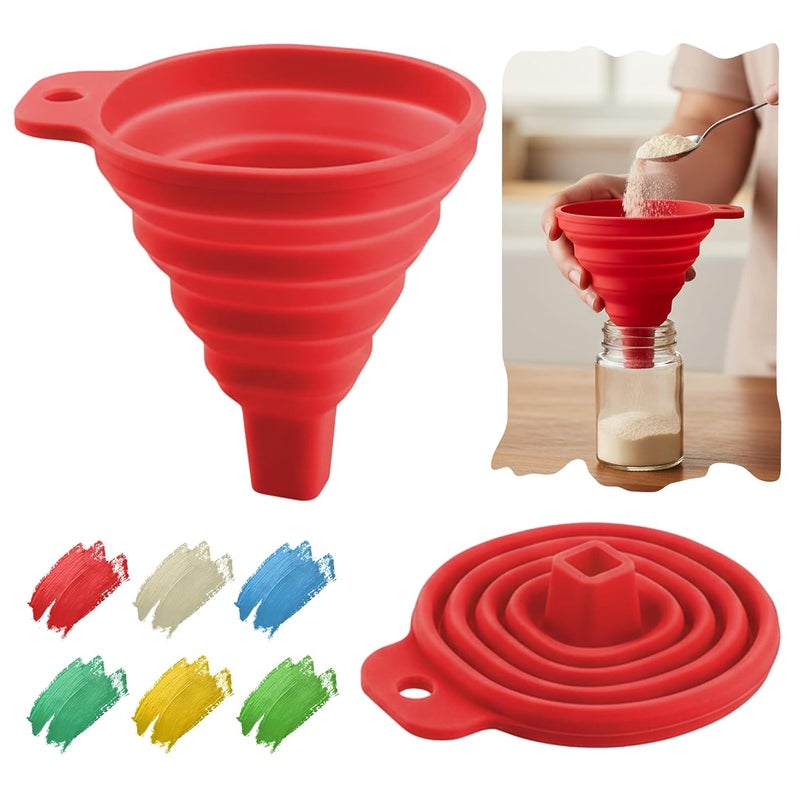 PLASTIFIC Collapsible Funnel, Folding Funnel for Narrow Necked Bottles, Kitchen Silicone Mini Foldable Funnel for Liquid and Powder Transfer (Assorted) - Image 1