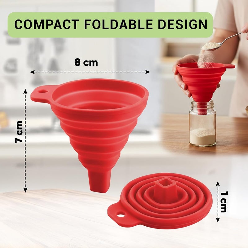 PLASTIFIC Collapsible Funnel, Folding Funnel for Narrow Necked Bottles, Kitchen Silicone Mini Foldable Funnel for Liquid and Powder Transfer (Assorted) - Image 2