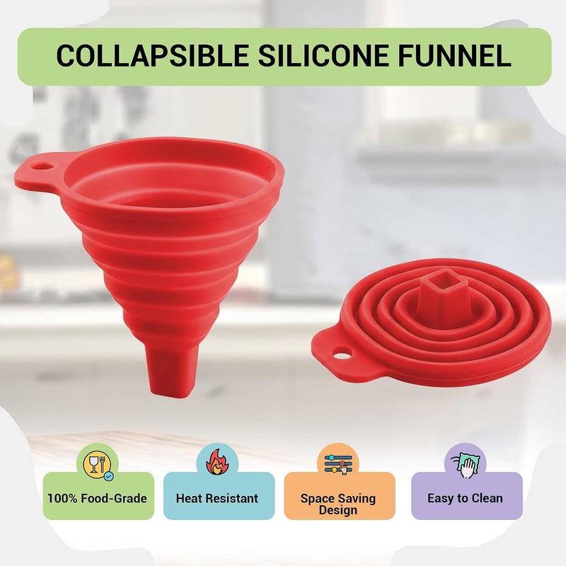 PLASTIFIC Collapsible Funnel, Folding Funnel for Narrow Necked Bottles, Kitchen Silicone Mini Foldable Funnel for Liquid and Powder Transfer (Assorted) - Image 3