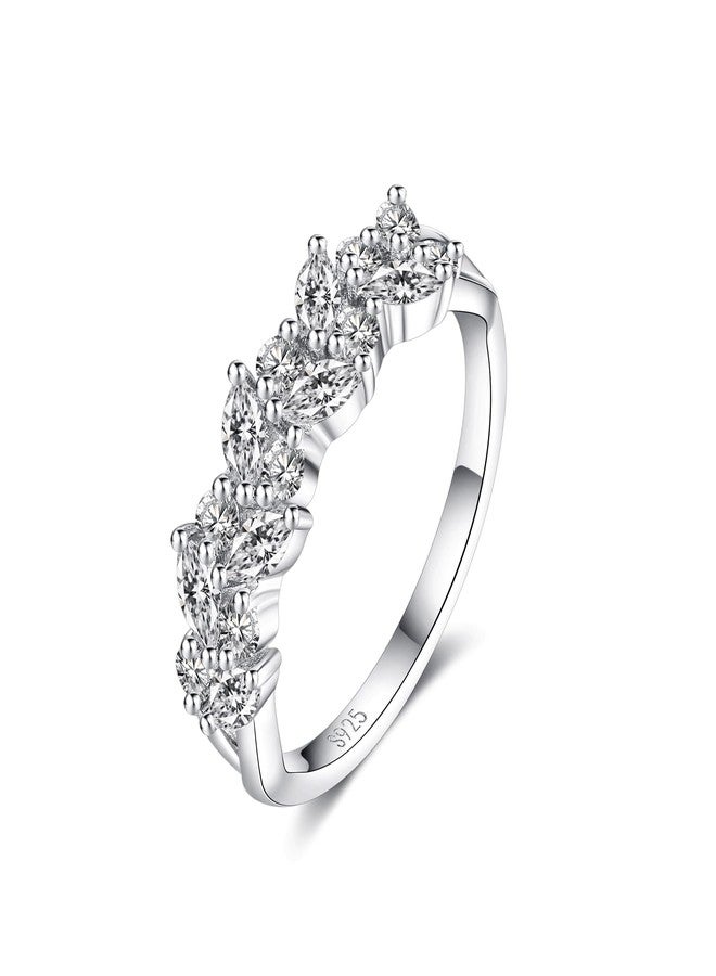 IMOLOVE Moissanite Wedding Bands for Women, Trendy 0.8 Carat Marquise Eternity Wedding Band Everyday Fashion Silver Moissanite Rings for Women with 18K White Gold Plated Size 7 - Image 1