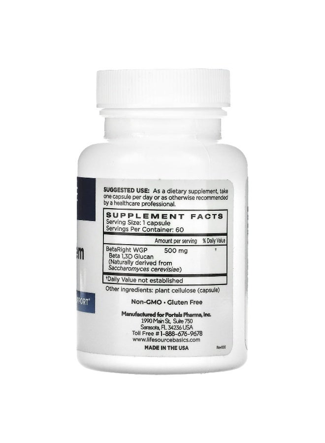 Life Source Basics (WGP Beta Glucan) Life Source Basics (WGP Beta Glucan), Immune System Activator, 500 mg, 60 Capsules  - Image 2
