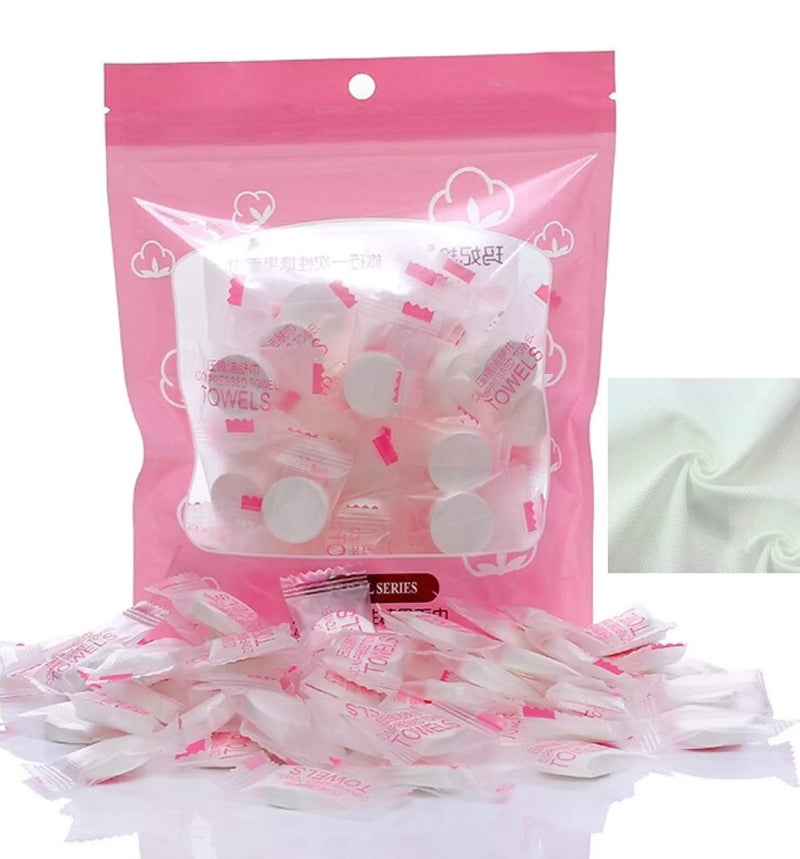Funeiko Coin Tissues Magic Tablet Disposable Cotton Compressed Towels Expands with Water – 50 Pcs - Image 2