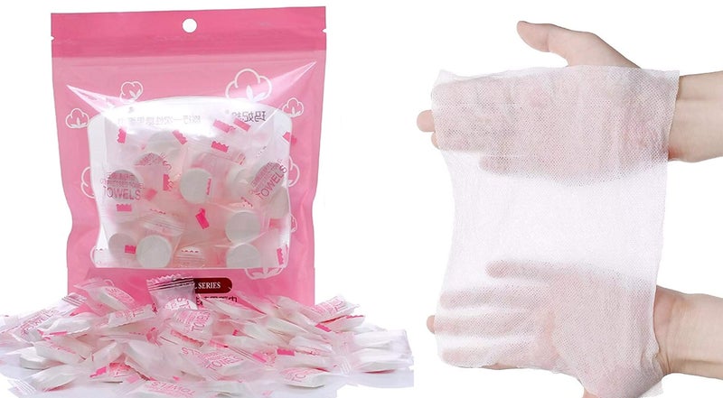 Funeiko Coin Tissues Magic Tablet Disposable Cotton Compressed Towels Expands with Water – 50 Pcs - Image 1