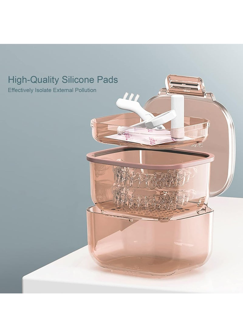 Orange Retainer Cleaner Case with Drain Tray, for Dentures, Braces. - Image 3