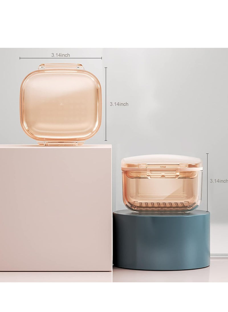 Orange Retainer Cleaner Case with Drain Tray, for Dentures, Braces. - Image 2