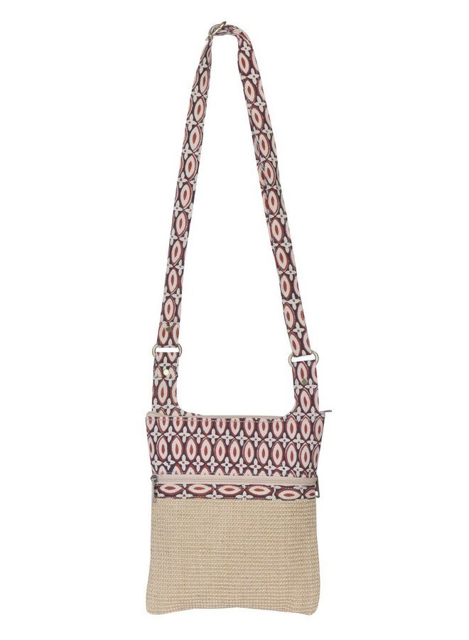 Jute Cottage Eco-Friendly Women's Jute 11 x 9 Inch Kalamkari Dobby Sling Bag, Natural - Image 1
