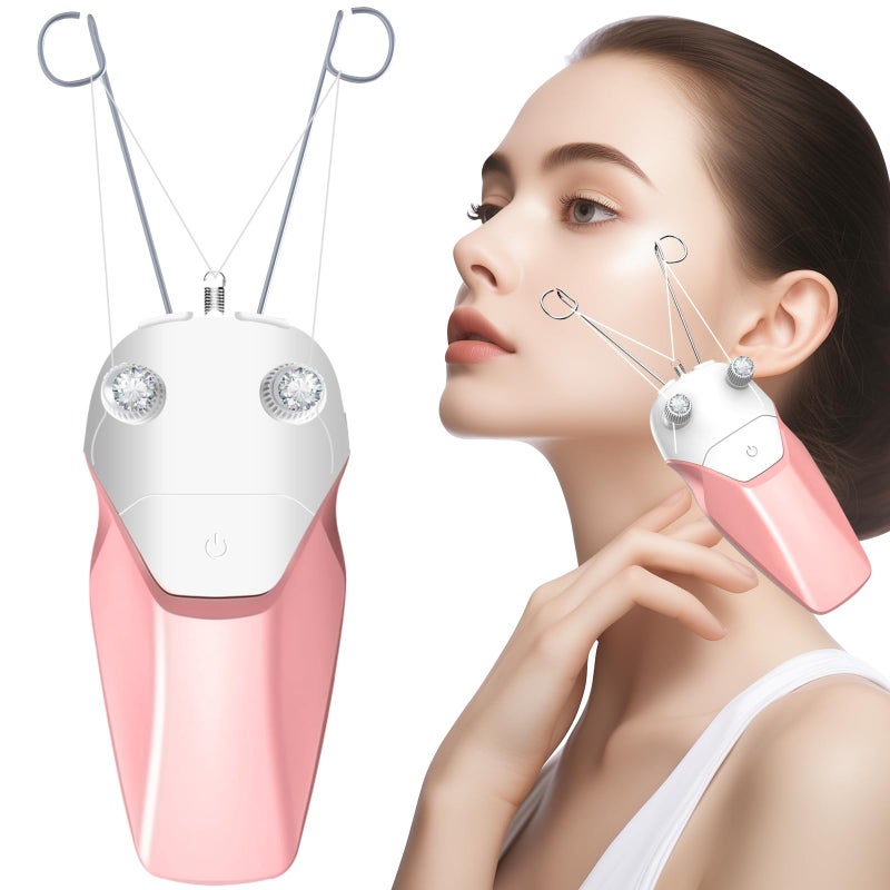 WAYCOM Facial Threading Hair Removal for Women, USB Rechargeable Electric Hair Removal Device - Threading Epilator Face Razors for Women, Chin, Lip, Arms, Legs, Cotton Thread & Pearl Powder Included - Image 1