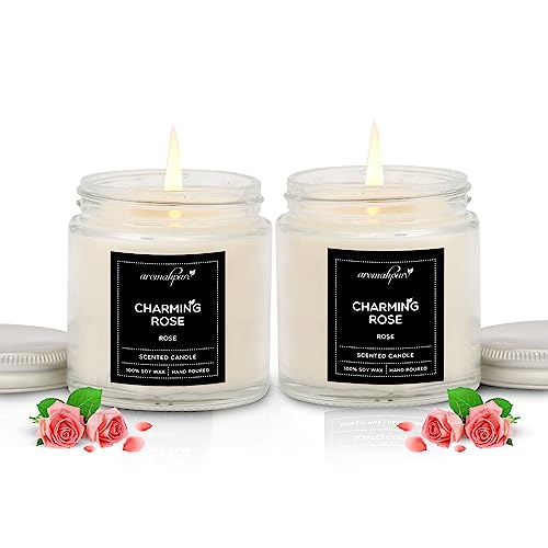 Aromahpure Scented Candles (55 Hours) (100% Soy Wax)- Handcrafted | Smoke-Free | Charming Rose- Bulgarian Rose Fragrance Candles for Home & Gift Sets(Pack of 2), IFRA Certified - Image 1