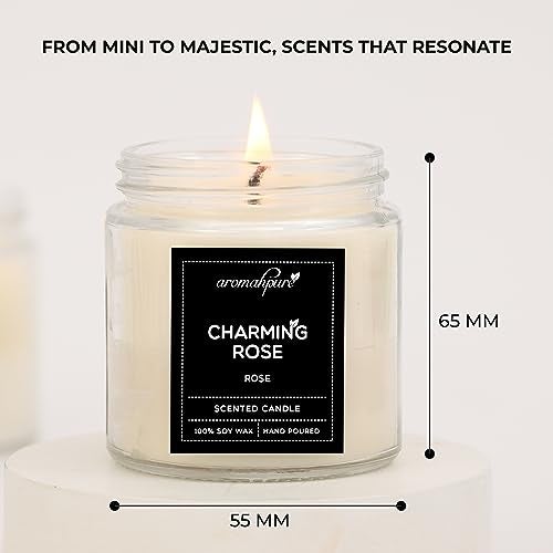 Aromahpure Scented Candles (55 Hours) (100% Soy Wax)- Handcrafted | Smoke-Free | Charming Rose- Bulgarian Rose Fragrance Candles for Home & Gift Sets(Pack of 2), IFRA Certified - Image 2