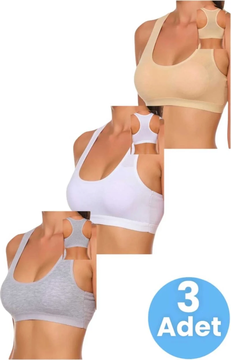 تيزجيلسين Women's Thick Strap Padded Rambo Bustier Sports Undershirt 3 Piece Set