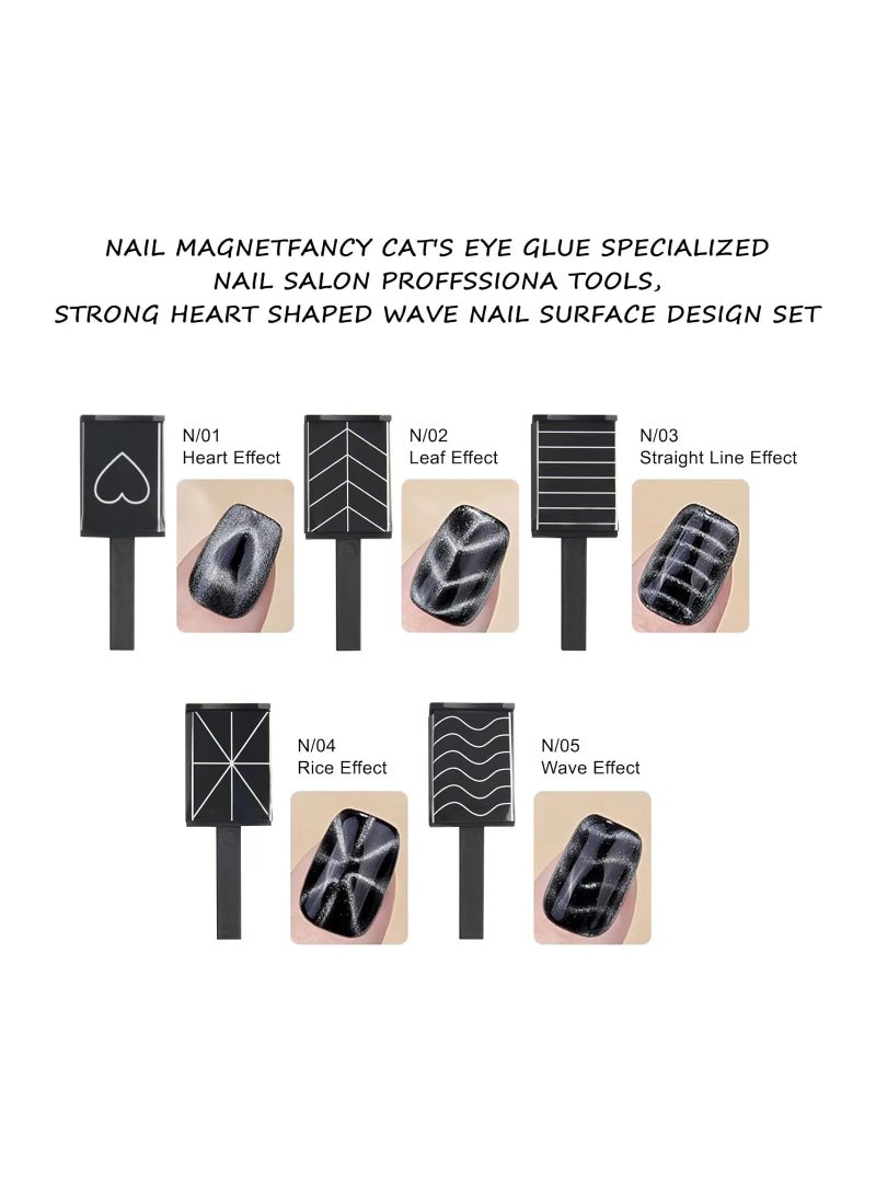 Excefore 6Pcs Cat Eye Magnet for Nails, 5 in 1 Nail Magnet Tool for Cat Eye Gel Nail Polish Multi-Function Magnetic Stick for Nails Strong Magnetism for 9D Strip Galaxy Cat Eye Nail Art Design (Pink) - Image 5