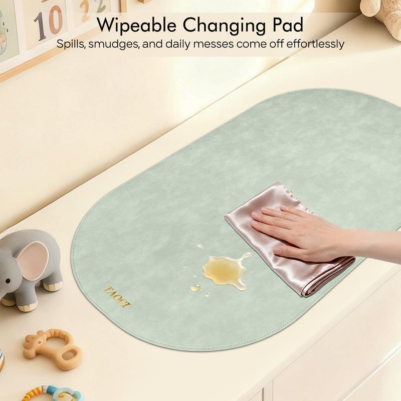 TAOCI Portable Changing Pad - Baby Changing Pad, Wipeable Diaper Changing Pads, Waterproof Foldable Vegan Leather Portable Changing Mat for Travel & Home, Light Green, 27.5" x 15.7" - Image 5