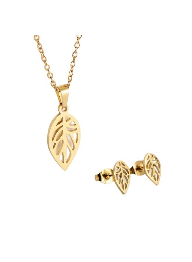 Goolsky Women’s Titanium Steel Pendant Necklace & Earrings Set – Elegant Minimalist Jewelry, Dainty INS Style Gift - Image 2