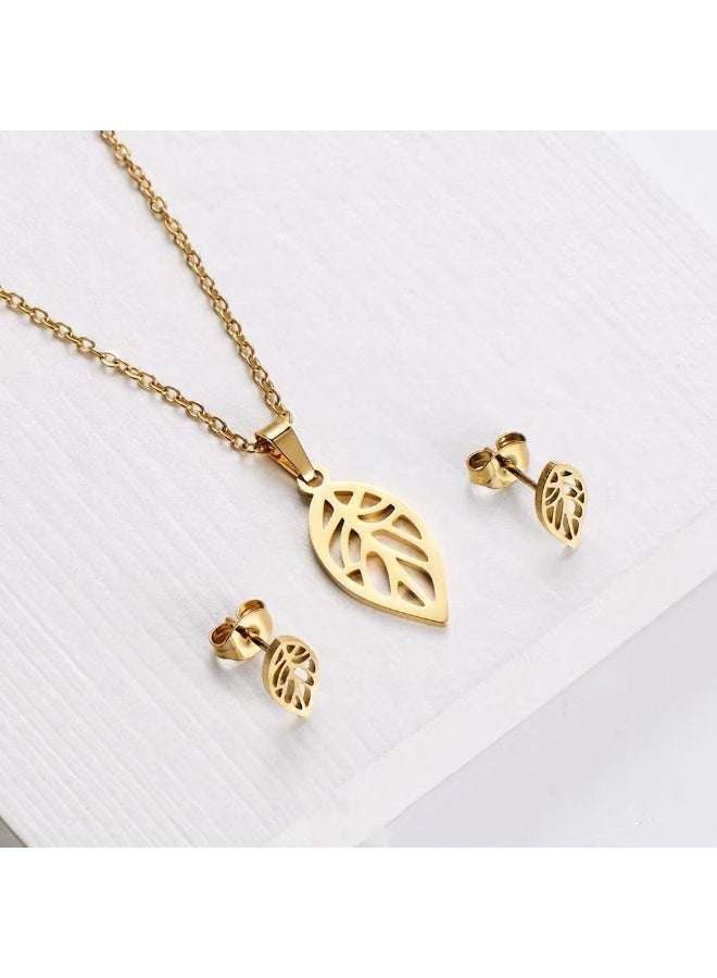 Goolsky Women’s Titanium Steel Pendant Necklace & Earrings Set – Elegant Minimalist Jewelry, Dainty INS Style Gift - Image 3