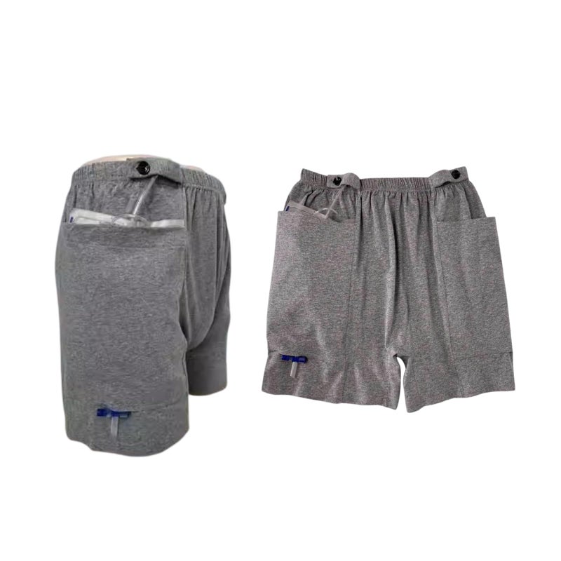 Lmaray Ostomy Drainage Bag Shorts for Men and Women Urine Bag Pants with Two Discreet Pockets for Catheter Washable Incontinence Care Trousers1 pair L