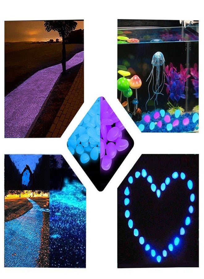 chic style 340PCS Glow Stone Glowing in The Dark Pebbles Outdoor Decor Fish Tank Gravel Rocks Decoration (Pink in Daytime, Purple in The Dark) - Image 3