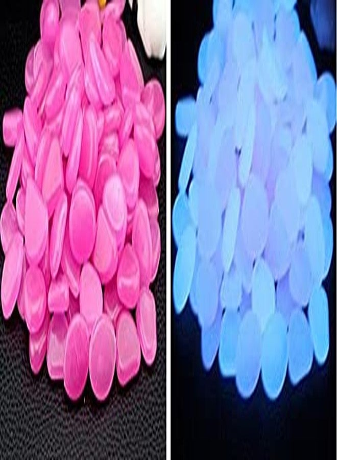 chic style 340PCS Glow Stone Glowing in The Dark Pebbles Outdoor Decor Fish Tank Gravel Rocks Decoration (Pink in Daytime, Purple in The Dark) - Image 1