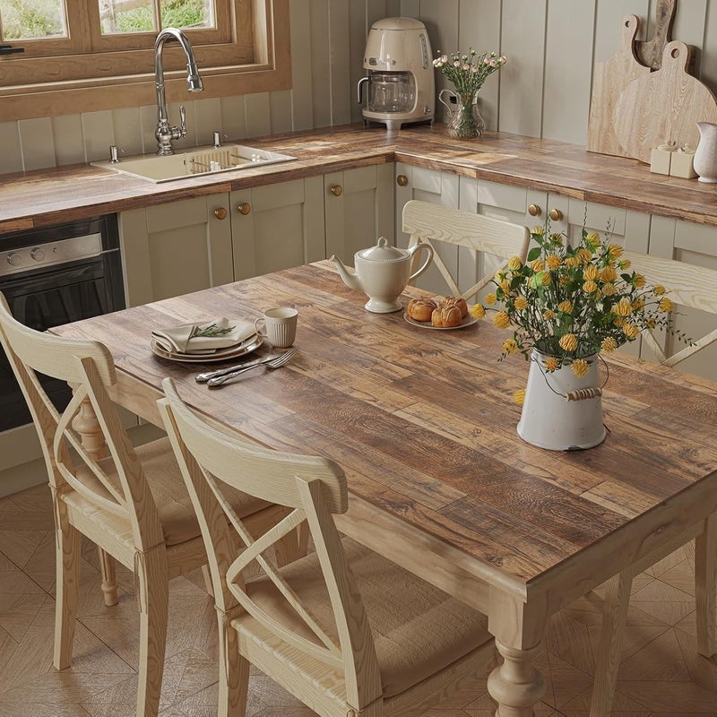 TANONE Wood Contact Paper Kitchen Peel and Stick Wallpaper, Self Adhesive Removable Wallpaper Countertops Waterproof, Shiplap Wall Paper Wood Vinyl Wrap for Cabinets Rustic Brown 17.5" X 118.1" - Image 2