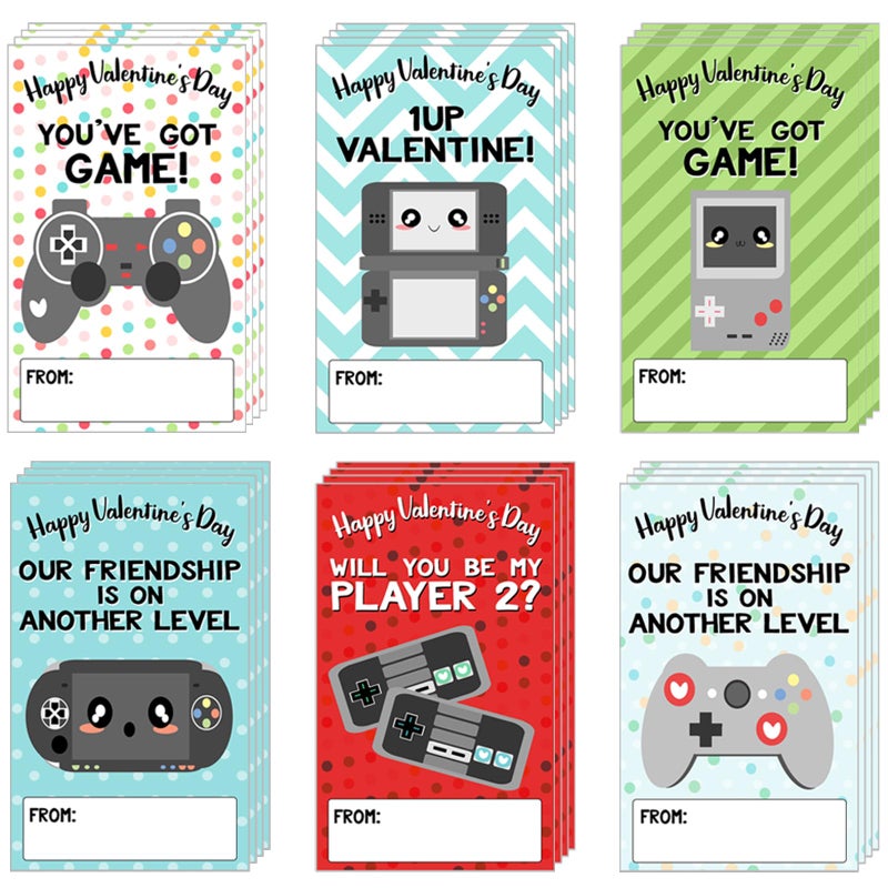 Denylo pro 24 Pcs Valentines Game Gifts Cards for Classroom Funny Video Game Controller Handle Greeting Cards Valentine's Day Greeting Cards Gift Tags for Home School Classroom Exchange Party Favors - Image 1