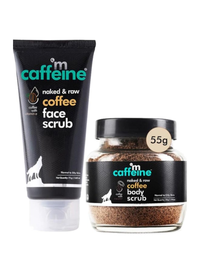 MCaffeine Exfoliating Coffee Body & Face Scrub for Tan, Dirt & Blackhead Removal | Value Pack | De Tan Bathing Scrub Combo for Women & Men with Coffee Body Scrub 55gm & Espresso Face Scrub 75g  - Image 1