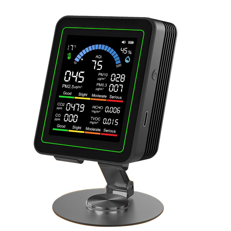 10-in-1 Air Condition Tester 2.8-inch TFT Color Display  PM2.5/PM10/PM0.3/HCHO/TVOC/CO₂/CO/AQI/Temperature/Humidity Built-in 2000mAh Battery - Image 1