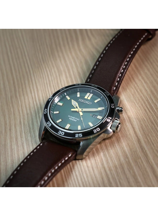 Seiko Kinetic Analog Men's Watch SKA791P1, 42 mm Black Dial, Stainless Steel Case & Bracelet, 100m WR - Image 4