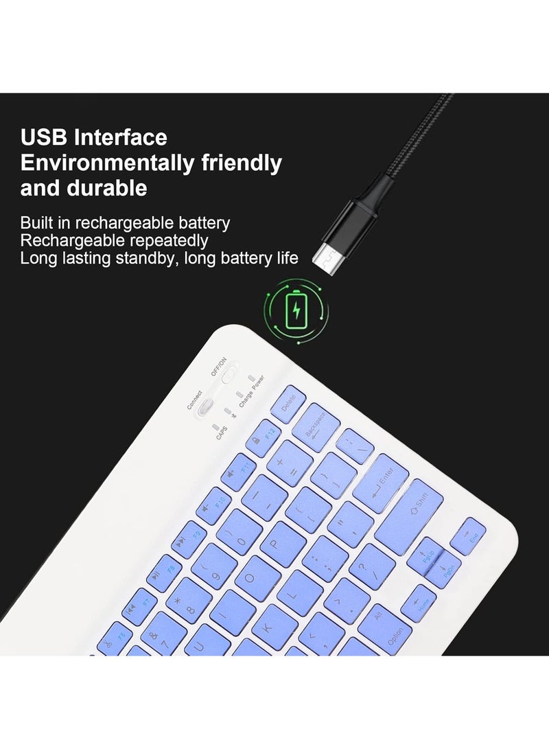 10 Inch BT Keyboard Set, USB Charging Ultra Thin Quiet Keyboard,  BT Keyboard Set with DPI Mouse for Cellphone Laptop (Purple) - Image 4
