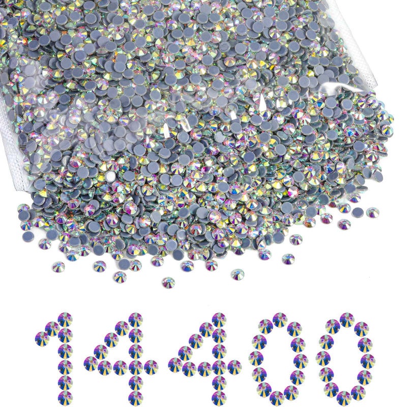 BEADSLAND Hotfix Rhinestones Bulk, 14400PCS Crystal Hot Fix Rhinestones for Crafts Clothes DIY Decoration, Crystal AB, SS16, 3.8-4.0mm - Image 1