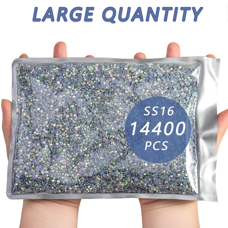 BEADSLAND Hotfix Rhinestones Bulk, 14400PCS Crystal Hot Fix Rhinestones for Crafts Clothes DIY Decoration, Crystal AB, SS16, 3.8-4.0mm - Image 3