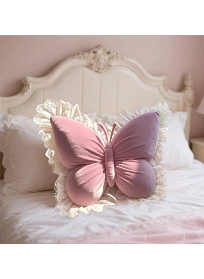 Butterfly Plush Cushion Pillow – Soft Pink Decorative Throw Pillow for Sofa, Bed & Room Décor - Image 2