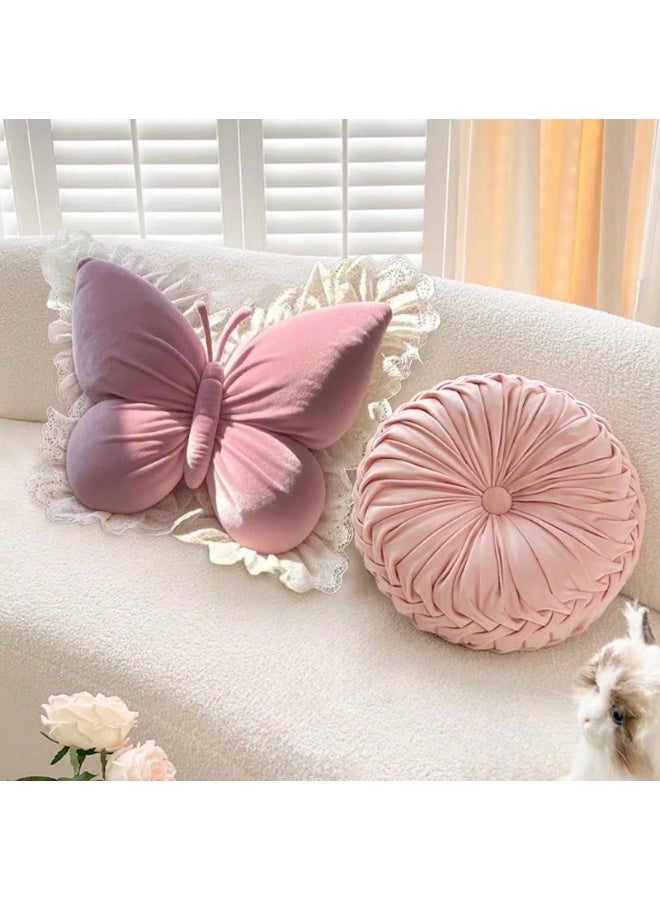 Butterfly Plush Cushion Pillow – Soft Pink Decorative Throw Pillow for Sofa, Bed & Room Décor - Image 3