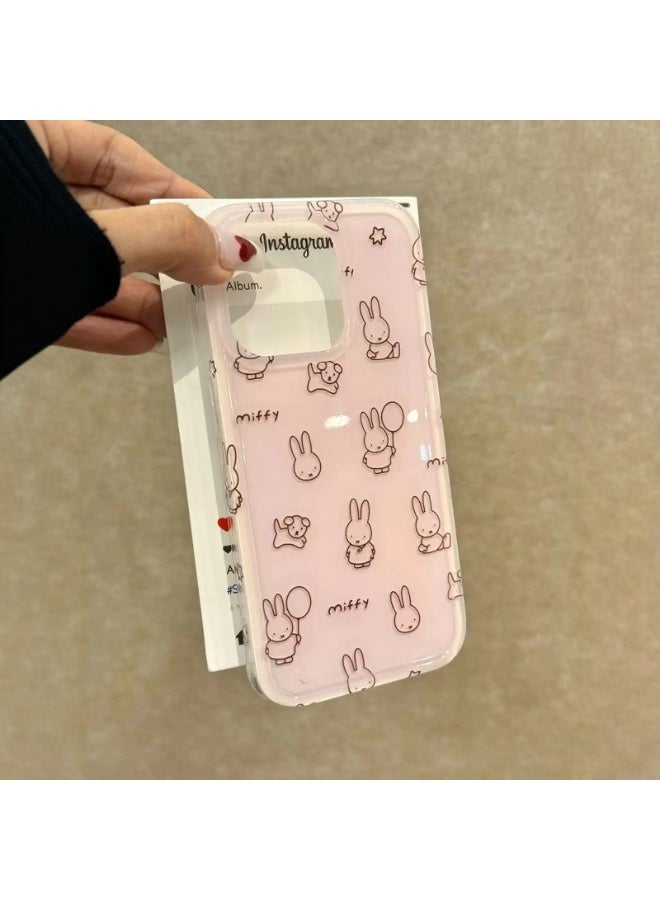 NIBEMINENT Miffy Rabbit Protective TPU Case Cover For iPhone 15 Pro Max, Pink