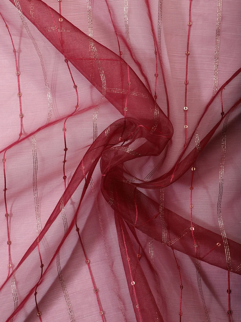 أيه كيه إس Dusty Pink Sequin Stripe Chiffon Fabric