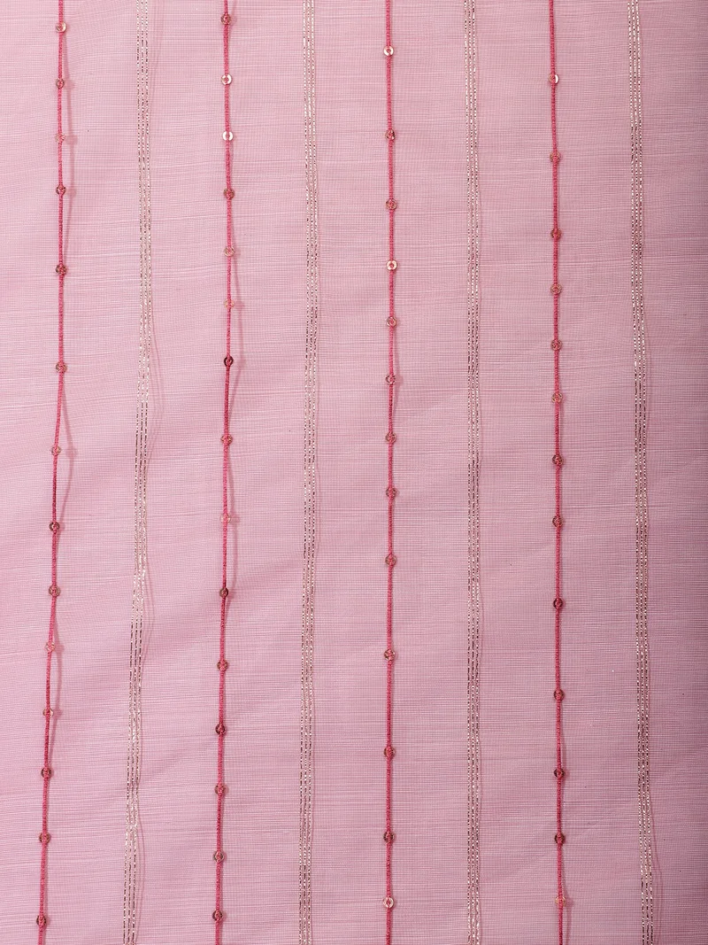 AKS  Dusty Pink Sequin Stripe Chiffon Fabric  | Best Price UAE