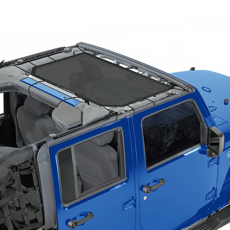 Alien Sunshade Jeep Wrangler JK  JKU 20072018  Front Mesh Sun Shade for Jeep JK Unlimited  Blocks UV Wind Noise  Bikini Jkini Top Cover for Sport Sport S Sahara Rubicon Black