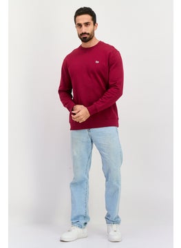 LEE Men Crew Neck Brand Logo Long Sleeves Sweatshirt, Burgundy  - Image 3