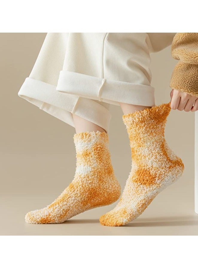SYOSI 5 Pairs Women Fuzzy Socks Fluffy Soft Slipper Warm Cozy Sleeping Socks, Fluffy Soft Socks, Winter Comfortable Slipper Socks Thermal Towel Striped Socks for Daily Wear, Home, Bed - Image 4