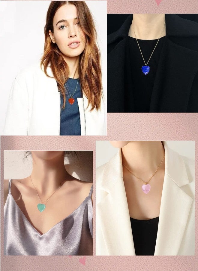 AD BeadsNatural Stone Charms Healing Stone Beads Pendants for Jewelry Necklace Making (Heart Rose Quartz -10pcs) - Image 4