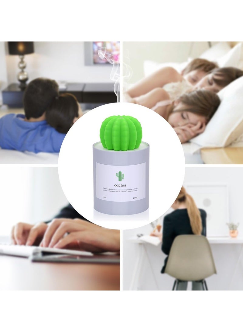 moist Mini Humidifier, 280ml USB Cool Mist Portable Cactus Air humidifier, Ultra-Quiet Operation for Bedroom Home Office Desk Yoga Car Travel(White) - Image 2