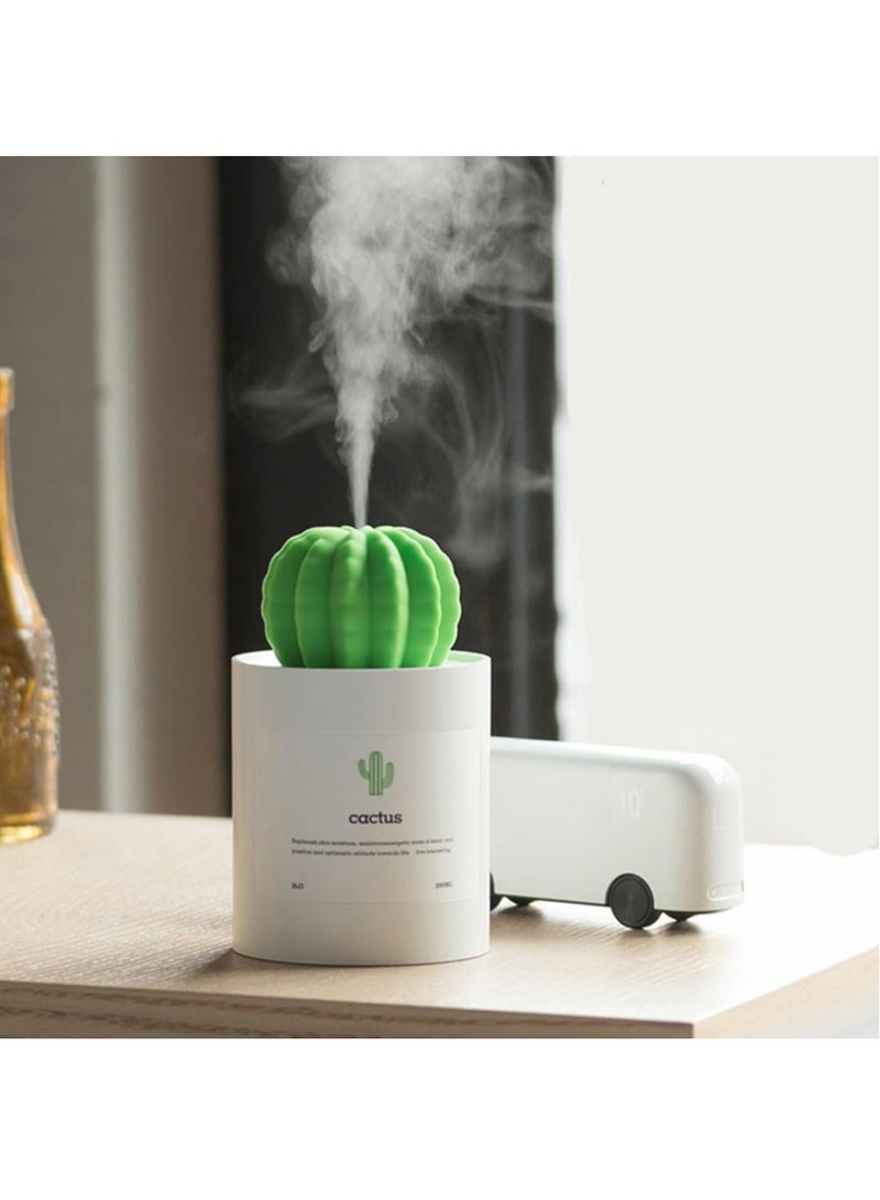 moist Mini Humidifier, 280ml USB Cool Mist Portable Cactus Air humidifier, Ultra-Quiet Operation for Bedroom Home Office Desk Yoga Car Travel(White) - Image 5