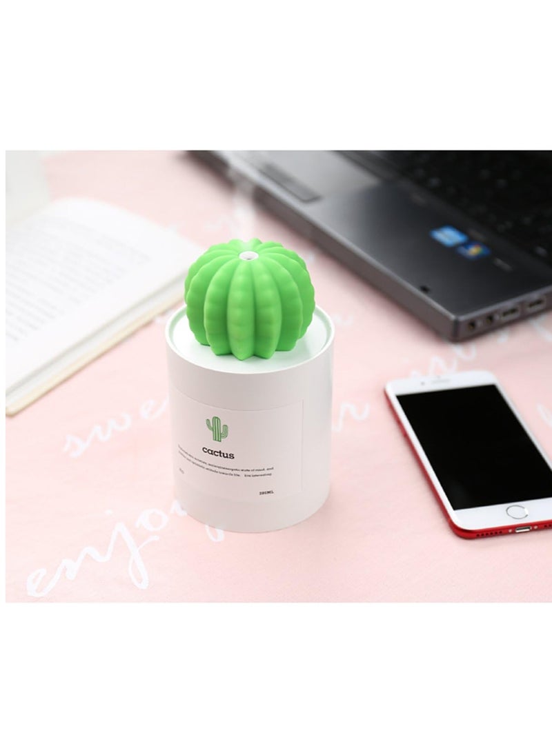moist Mini Humidifier, 280ml USB Cool Mist Portable Cactus Air humidifier, Ultra-Quiet Operation for Bedroom Home Office Desk Yoga Car Travel(White) - Image 3