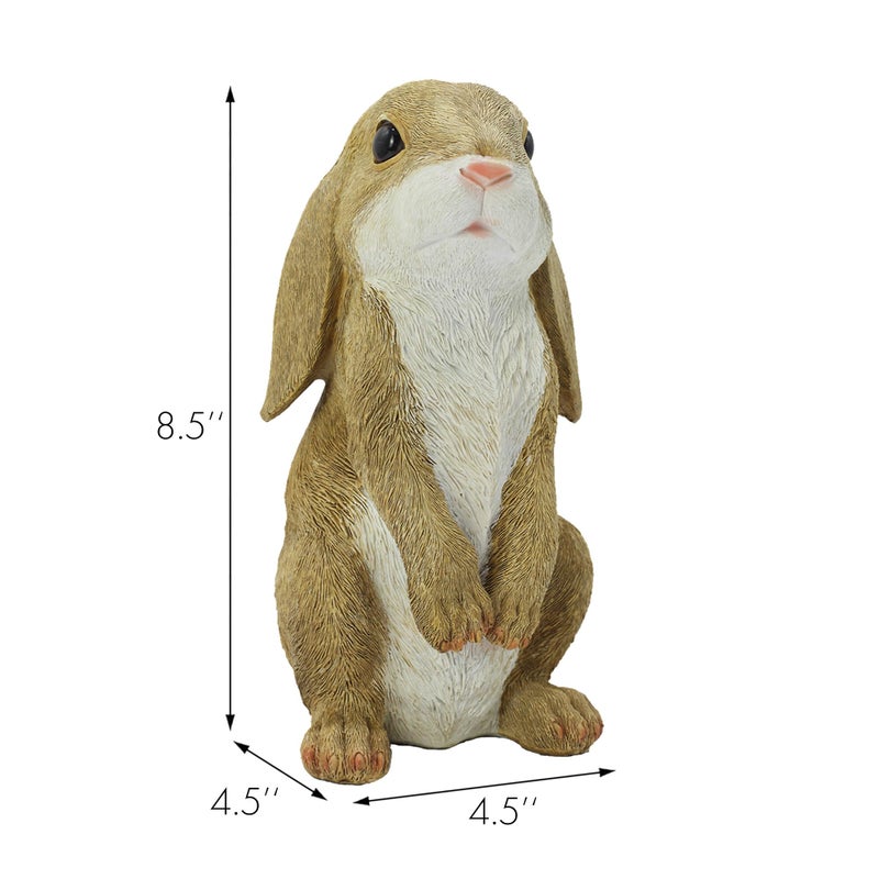 JORAE Standing Rabbit Statue Curious Easter Bunny Outdoor Garden Statues Patio Yard Home Decorations Sculpture Mustard, 8.5In, Polyresin - Image 2