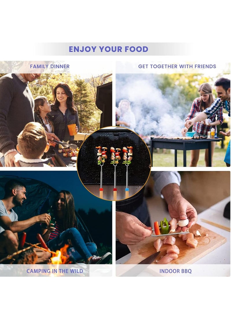 GUDOO 8 Piece BBQ SKEWERS Sticks Marshmallow Roasting Sticks for Fire Pit and Campfire - Set of 8 Telescoping Smores Skewers with Hot Dog Forks - Outdoor Camping Accessories  - Image 5