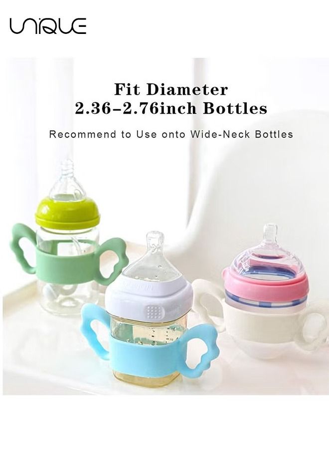 Unique Baby Bottle Handles, Silicone Wide-Neck Handle for NUK/ Avent/ Dr Browns/ Hegen Bottle and Other Dia 6-7cm Wide-Neck Baby Bottle, for Baby Gripping (4 Pack) - Image 4