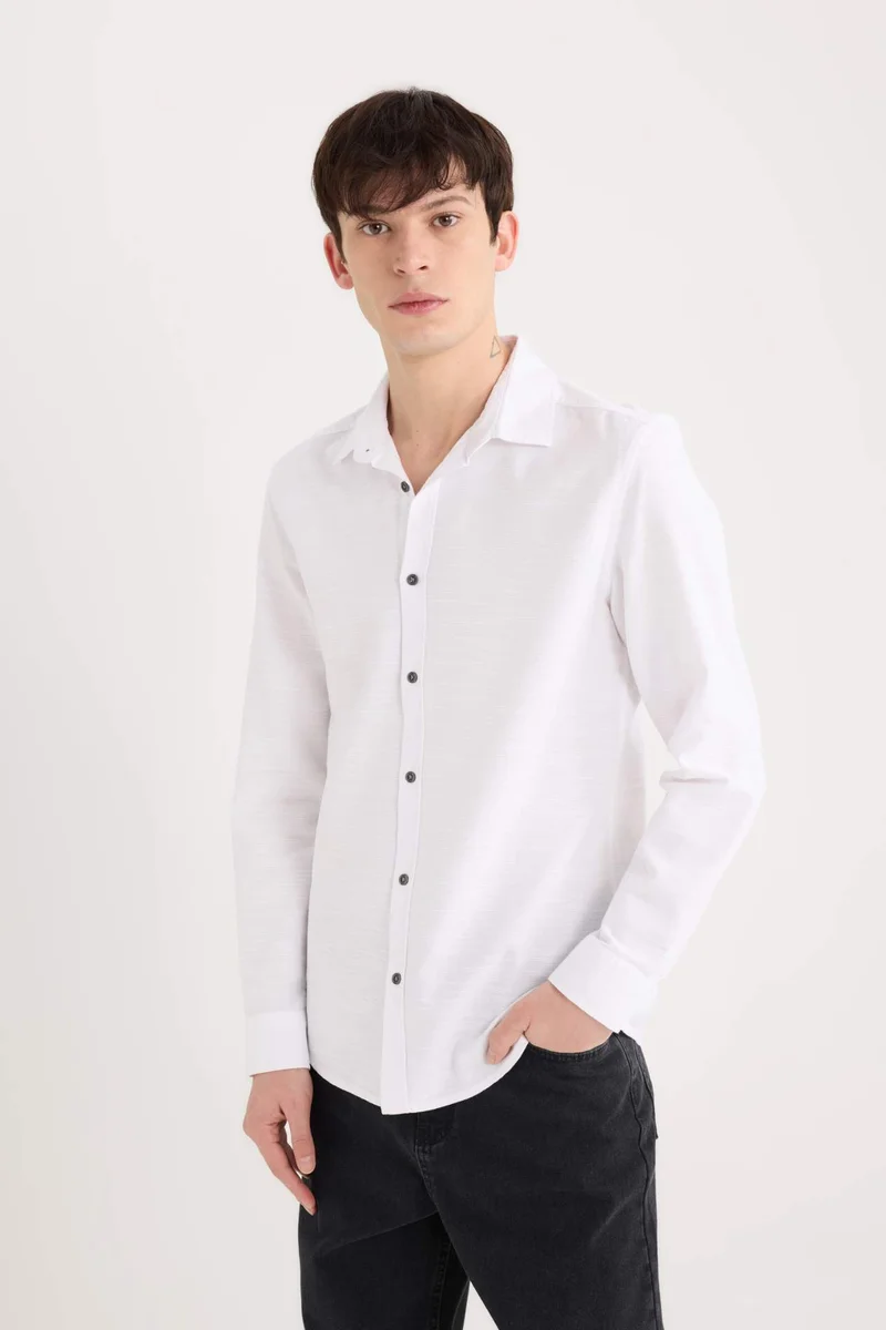 ديفاكتو Slim Fit Cotton Long Sleeve Shirt