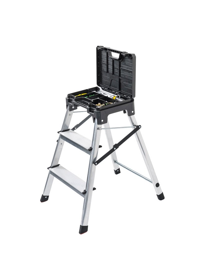 دي بي تي سلم مع صندوق عدة، فضي*اسود، مقاس49.4*53.4سم - Image 1