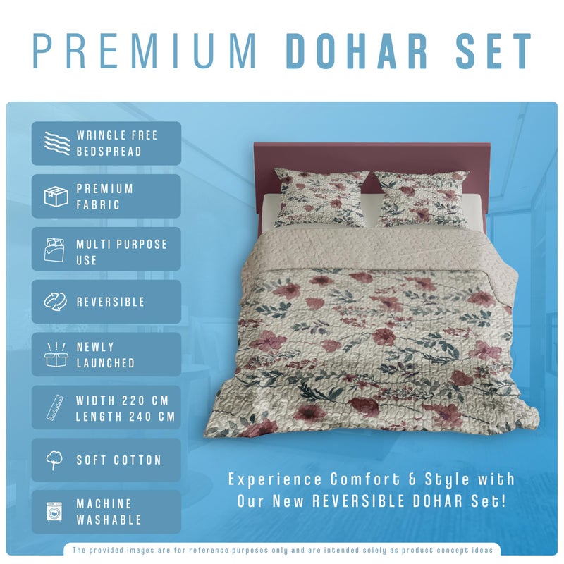 Luxury Reversible Dohar with Pillow Covers - Wrinkle-Free, Soft & Lightweight, Multi-Use, Imported Fabric - Image 4