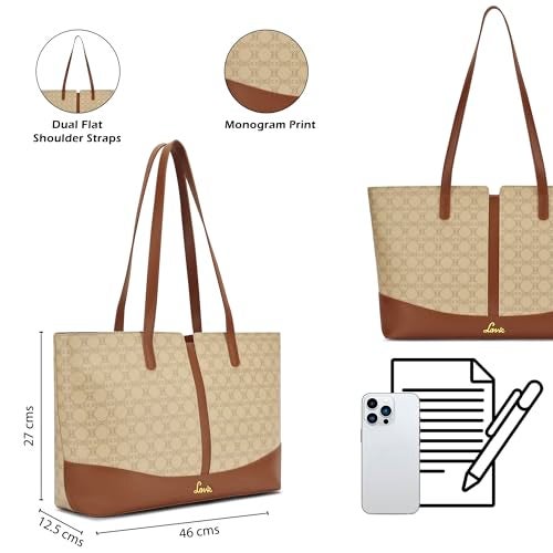 Lavie Women's Mono Freya Monogram Print Tote Bag for Women | Tote Bag for Work | Ladies purse | Stylish Shoulder Bag | Gift for Women - Image 3