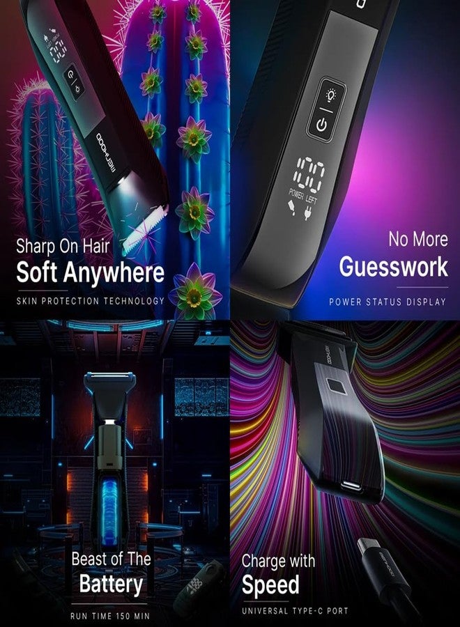 MENHOOD Trimmer 4.0 Foil and Ceramic Dual Head Body Ball Pubic Hair Trimmer for Men Manscaping Closest Shave No Nicks IPX7 Waterproof LED Spotlight USB-C 150 Min - Image 3