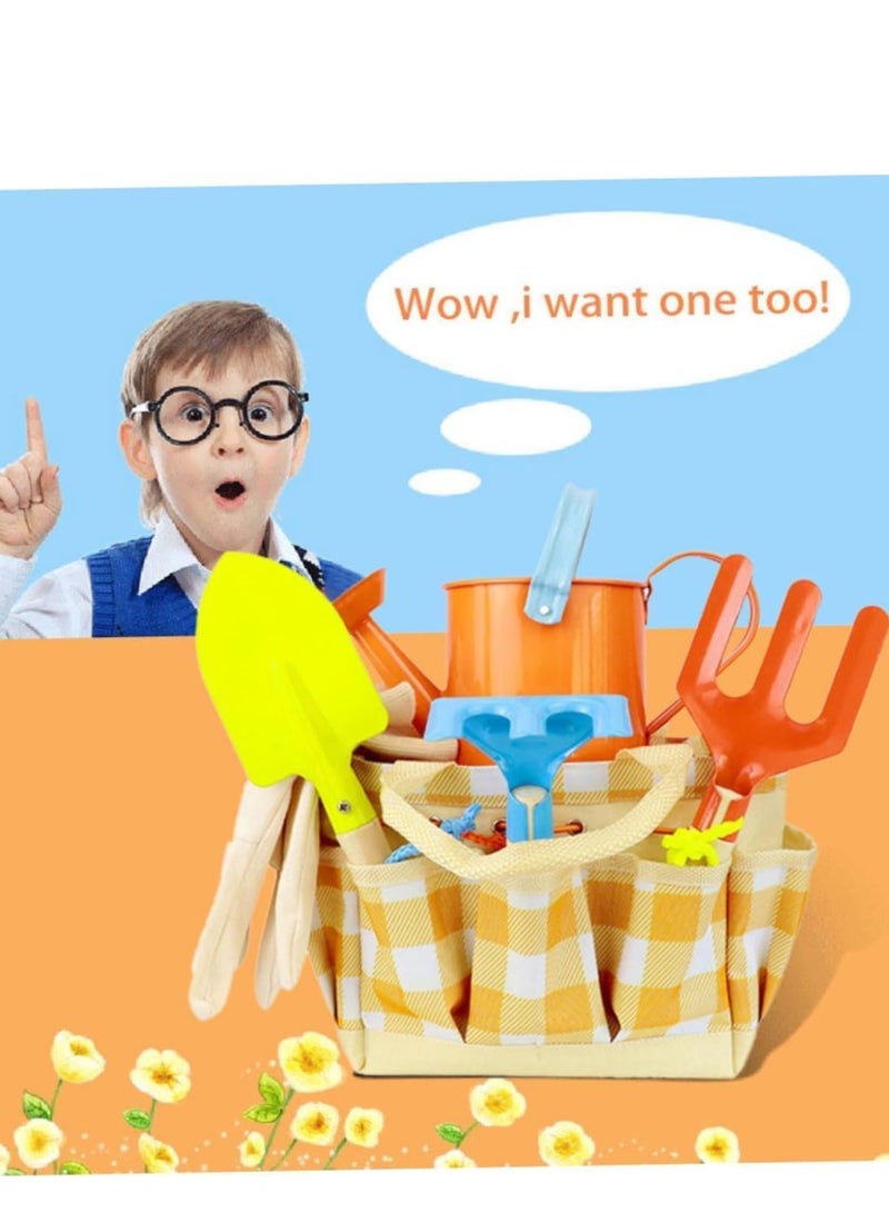 SYOSI 7PcsKids Garden Outdoor Tool Set for Gardening Game for Children Shovel Rake Rigus Can Toys with Beach Storage Bag Gifts - Image 3